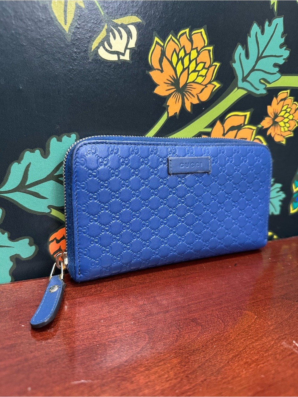 Gucci Microguccissima Blue Leather Zip Around Wallet - Picture 4 of 10